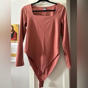 Old Navy Ribbed Long Sleeve Bodysuit - Rose